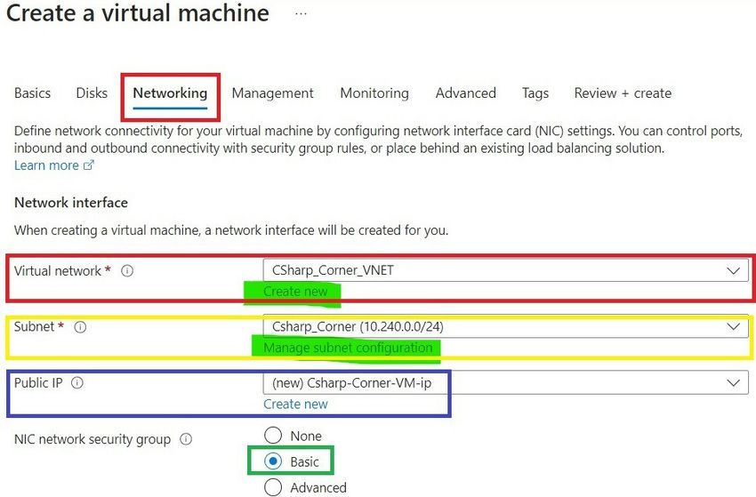 Create a virtual machine networking-